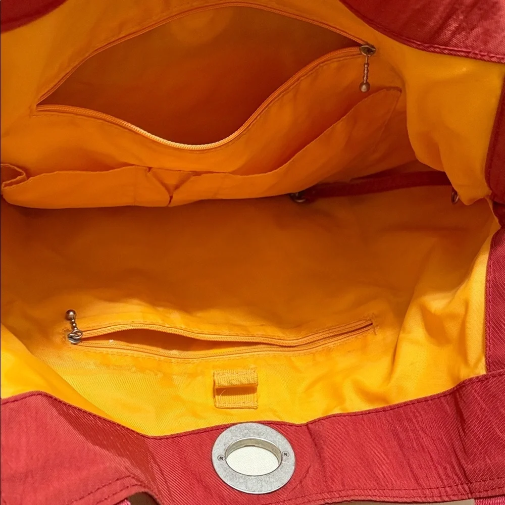 Baggallini Red Hobo Shoulder Bag Purse, Silver-Tone Accents.  Multiple Pockets.